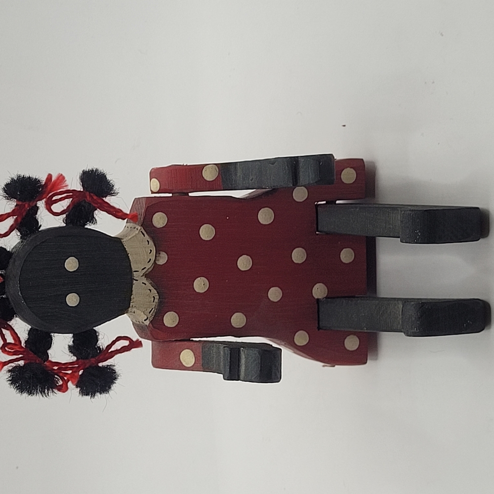Red and White Americana Handmade Mixed Media Black Folk Art Polka Dot Accent